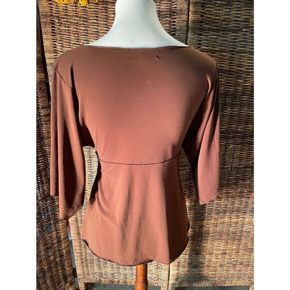 Design Works V-neck Brown Boho Blouse Size Medium - Picture 5 of 12
